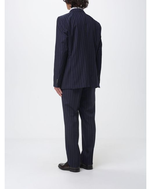Boss Blue Pinstriped Virgin Wool Single-Breasted Dress for men