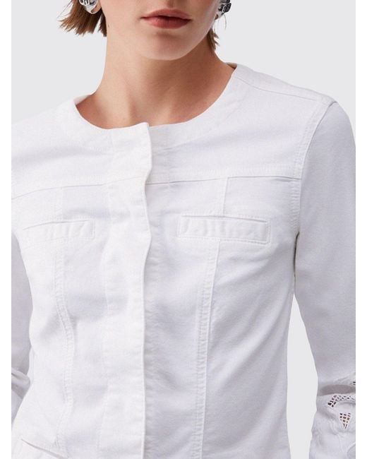 Liu Jo White Cotton Denim Jacket With Macramé Inserts By
