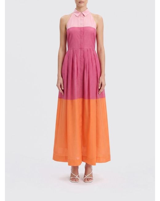 Sara Roka Pink Cotton And Silk Chemisier Dress