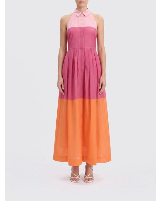 Sara Roka Pink Cotton And Silk Chemisier Dress