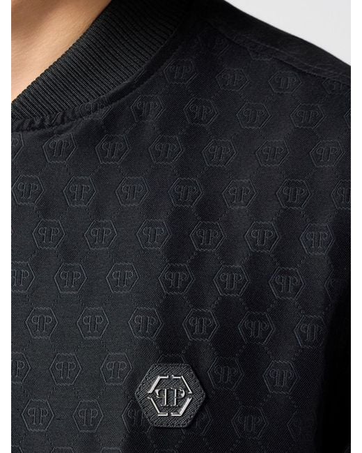 Philipp Plein Black Pp Jacquard Monogram Bomber Jacket for men