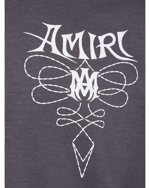 Amiri Purple Short-Sleeved Cotton T-Shirt With Logo Print for men