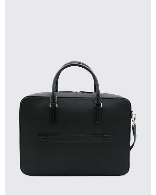 Tom Ford Black Leather Briefcase With Double Handle And Removable Shoulder Strap for men