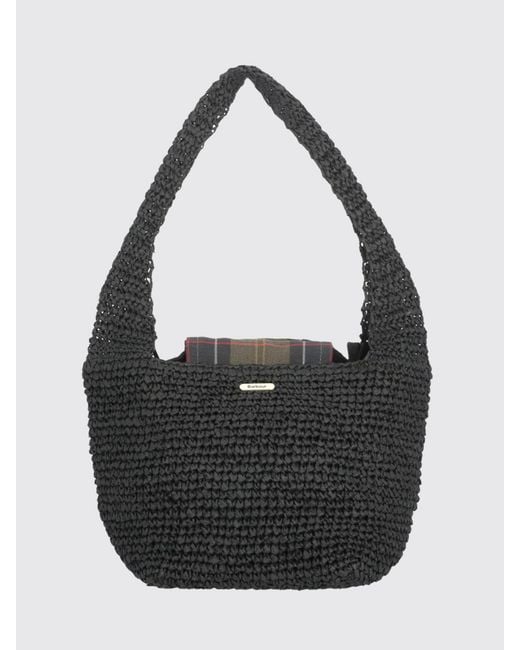Barbour Black Lily Crochet Raffia Bag