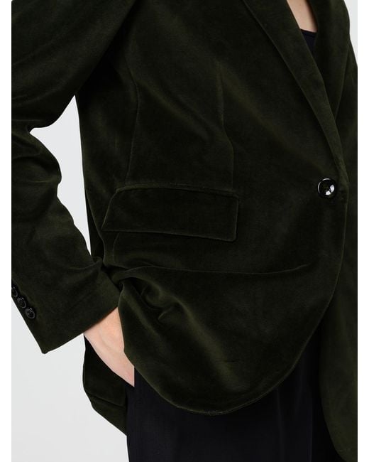 Circolo 1901 Black Single-Breasted Velvet Blazer With Peak Lapels