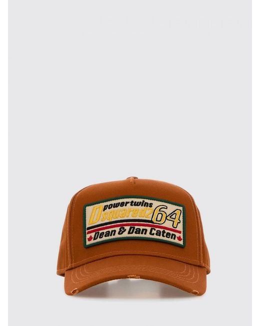 DSquared² Brown Cotton Twill Hat With Logo Patch for men