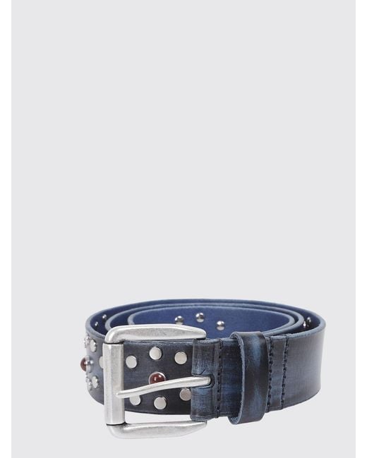 Our Legacy White Leather Belt With Metal Eyelets And Abstract Embroidery