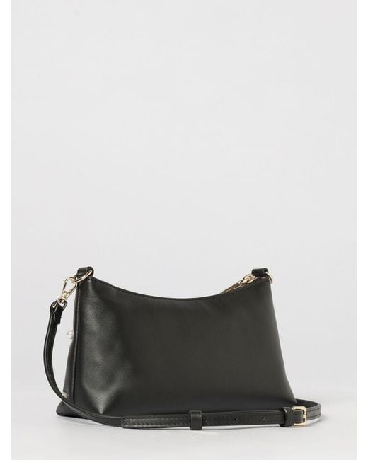 Coccinelle Gray Aura Leather Shoulder Bag With Synthetic Pearls