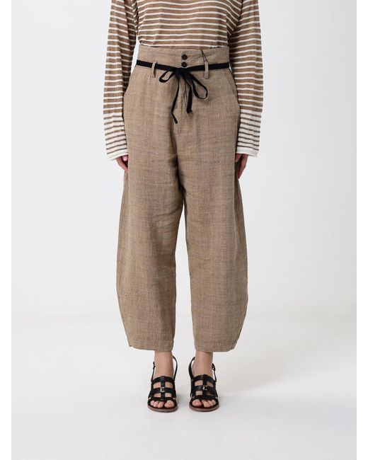 Barena Natural Cropped Linen And Silk Blend Trousers