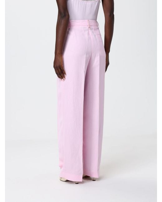 Fabiana Filippi Pink Linen Blend Wide Leg Trousers