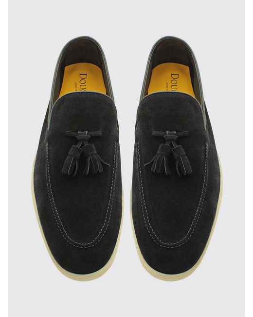 Doucal's Black Suede Loafers With Tassels for men