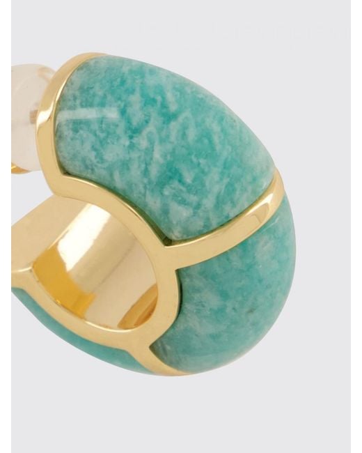Lizzie Fortunato Blue Zellige Brass Hoop Earrings With Crystals