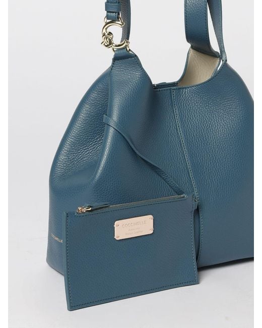Coccinelle Blue C-Me Easy Hammered Leather Bag
