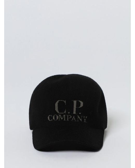C P Company Black Extrafine Merino Wool Hat for men