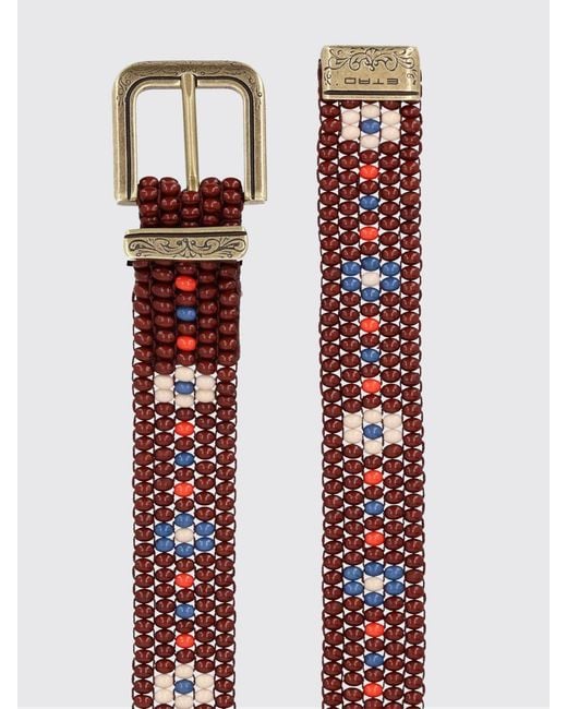 Etro White Braided Calf Leather Belt With Beads