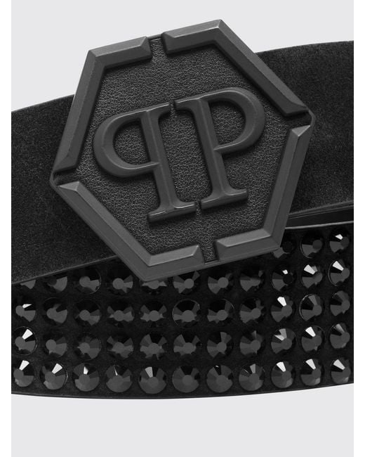 Philipp Plein Black Studded Leather Belt for men