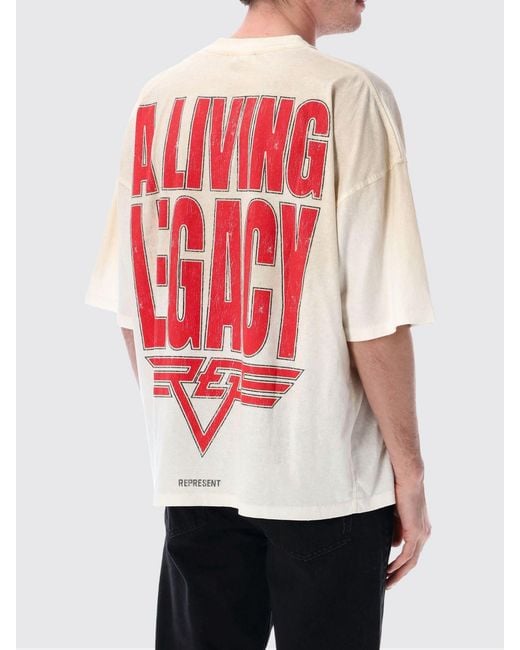 Represent White Cotton Crew-Neck T-Shirt With Logo for men