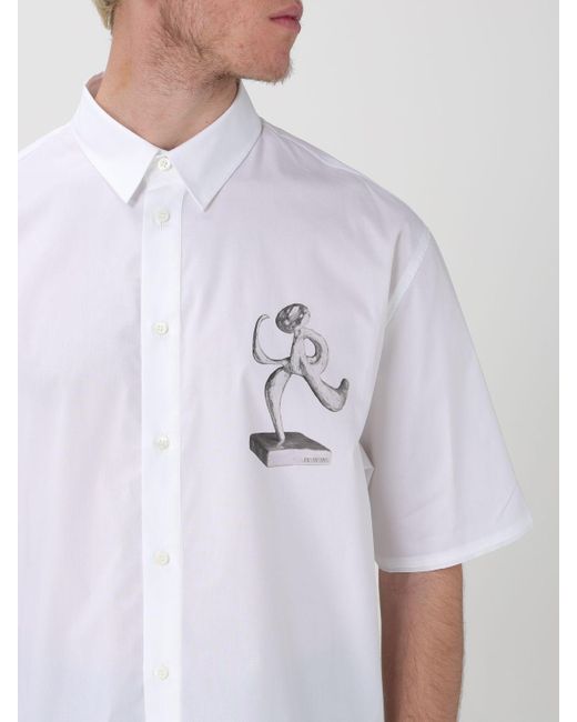 Camicia in cotone con stampa di Jacquemus in White da Uomo