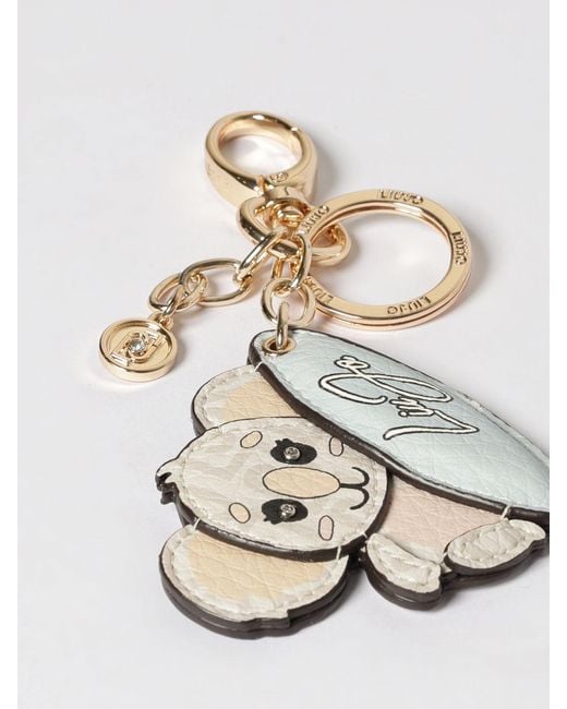 Liu Jo White Koala Faux Leather And Brass Keychain