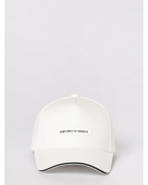 Emporio Armani White Cotton Baseball Cap for men