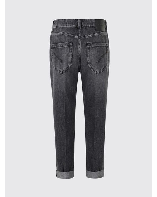 Dondup Gray Koons High-Waisted Straight Leg Cropped Cotton Denim Jeans