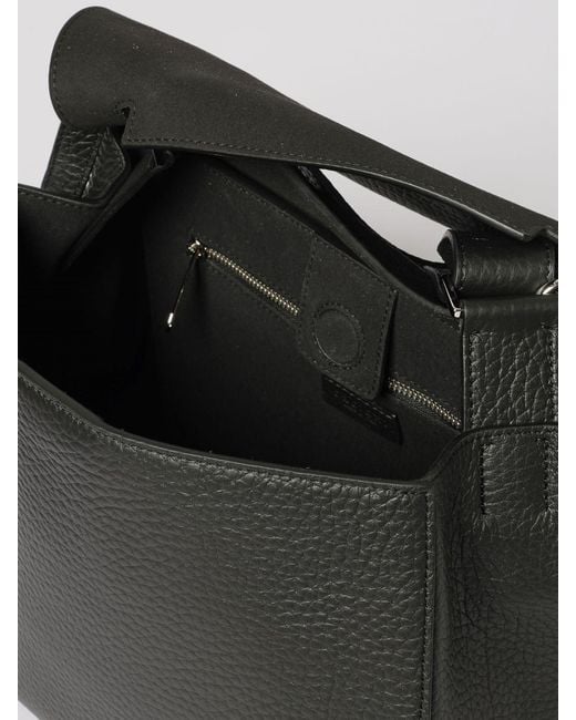 Orciani Black Sveva Soft Medium Hammered Leather Bag