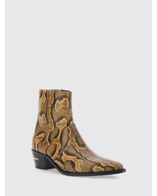 Amiri White Python-Print Leather Western Ankle Boots With Tapered Toe for men