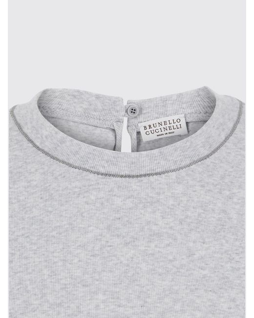 Brunello Cucinelli Blue Cotton T-Shirt With Nickel-Free Monile