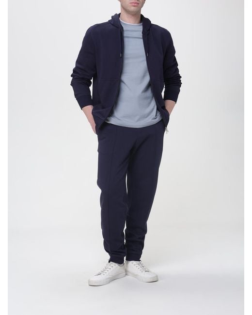 Brunello Cucinelli Blue Cotton Crew-Neck T-Shirt With Contrasts for men