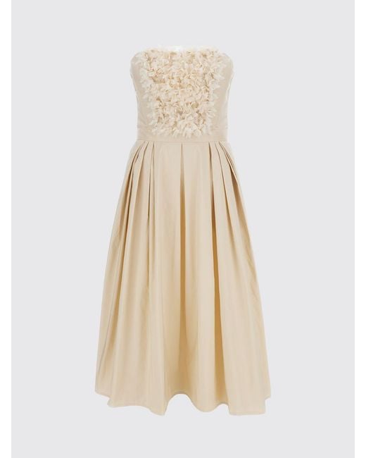 Elisabetta Franchi Natural Taffeta Midi Dress