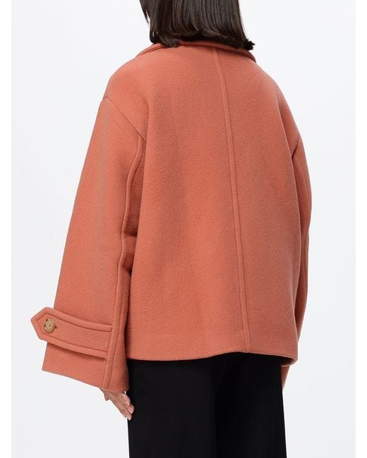 Chloé Orange ChloÉ Double-Breasted Short Wool Coat With A Relaxed Fit And Lapels