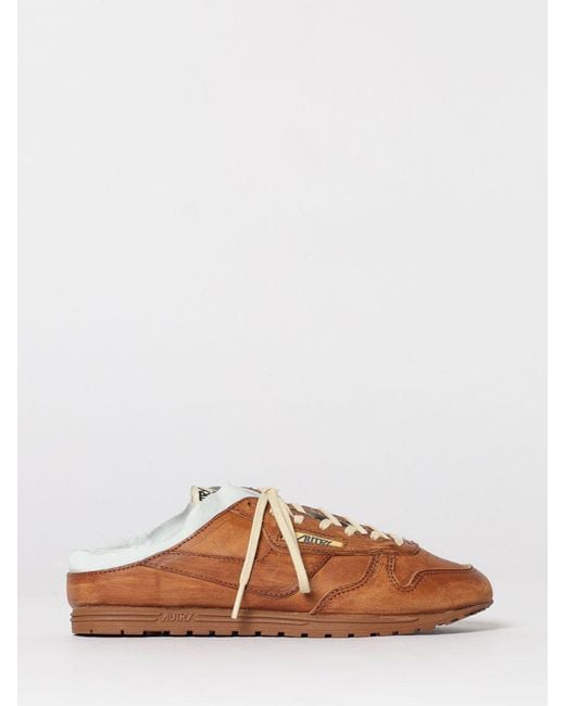 Autry Brown Windspin Super Vintage Sabot Aged Leather Sneakers