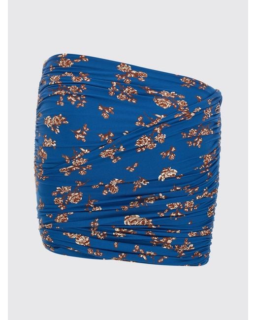 Magda Butrym Blue Mini Jersey Swimsuit With Floral Print