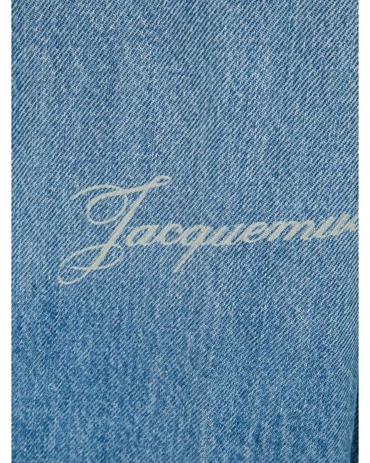 Jacquemus Blue Cotton Denim Shirt With French Collar And Logo for men