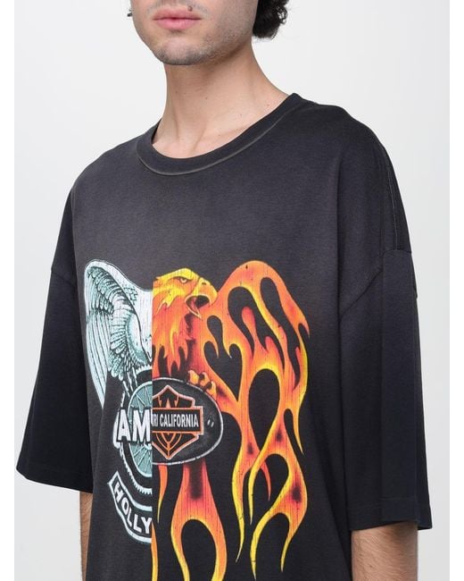 Amiri Blue Spliced Logo Cotton T-Shirt for men