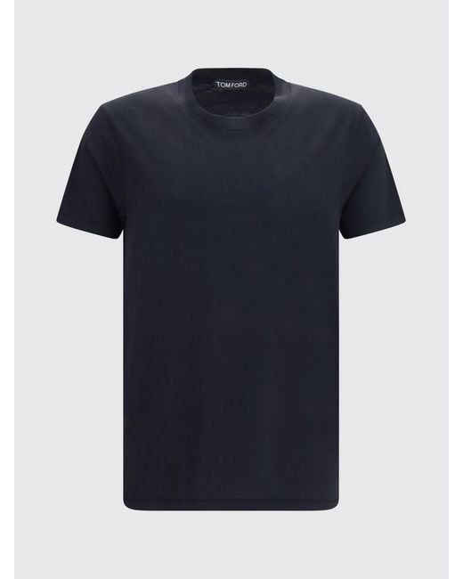 Tom Ford Blue Crewneck Lyocell And Cotton Blend T-Shirt for men