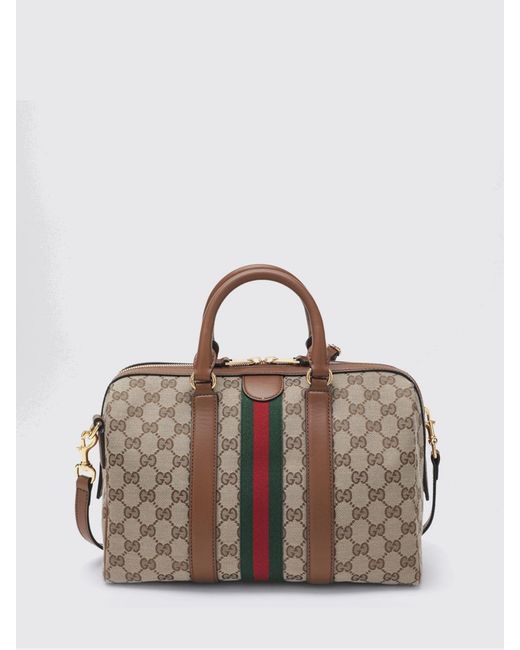 Gucci Brown Ophidia Gg Jacquard Monogram Canvas Top Handle Bag