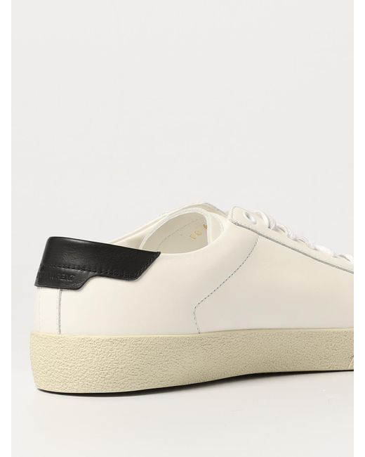 Saint Laurent Natural Sneakers In Smooth Leather With Embroidered Logo for men