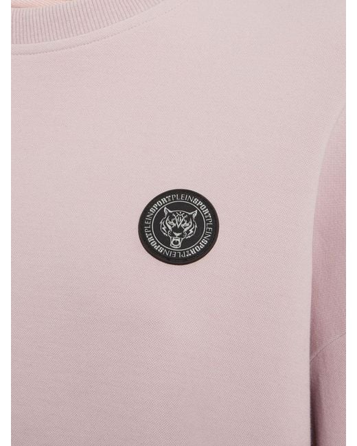 Philipp Plein Pink Abstract Print Jersey Sweatshirt With Dropped Shoulders