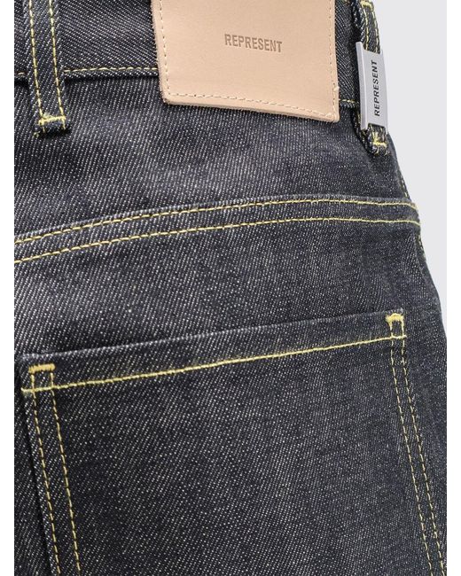 Represent Blue Cotton Denim Wide-Leg Jeans for men