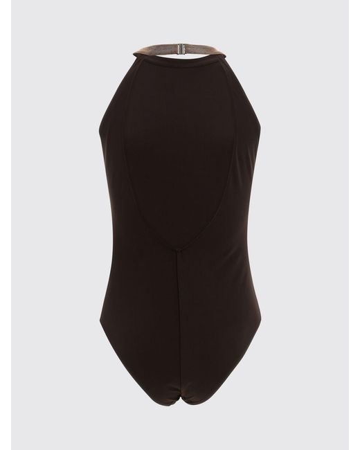 Brunello Cucinelli Brown Stretch Polyamide One-Piece Swimsuit