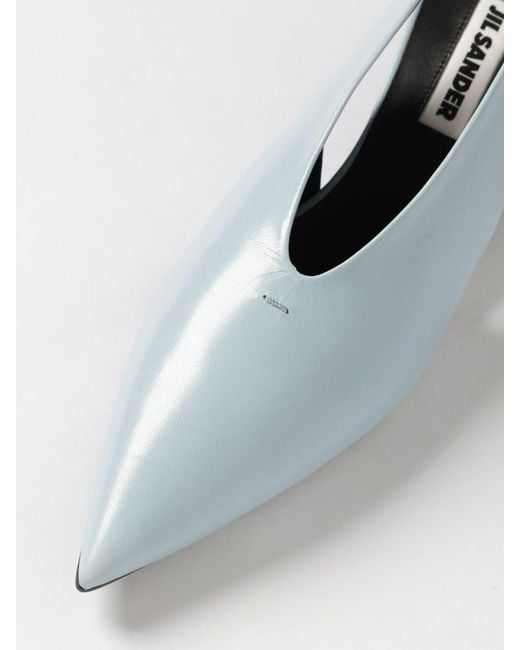 Jil Sander White Brushed Leather Slingback Pumps