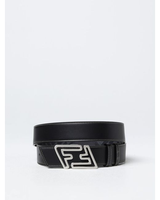 Fendi White Faster Belt In Leather And Coated Cotton for men