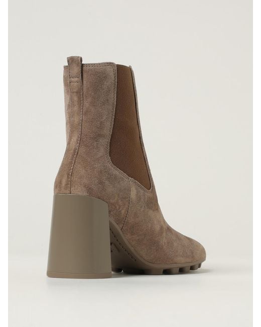 Hogan Brown Flat Ankle Boots