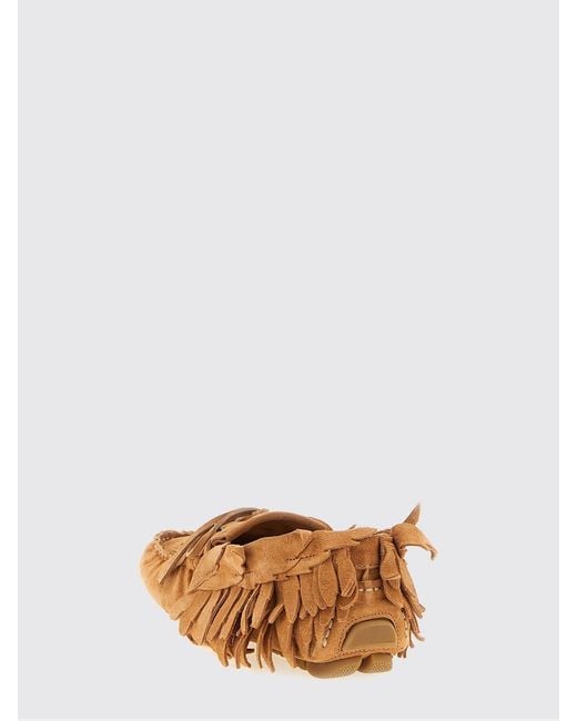 Alberta Ferretti White Fringed Suede Loafers