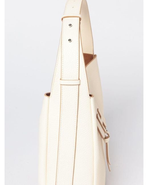 Hogan Natural Grained Leather Hobo Shoulder Bag