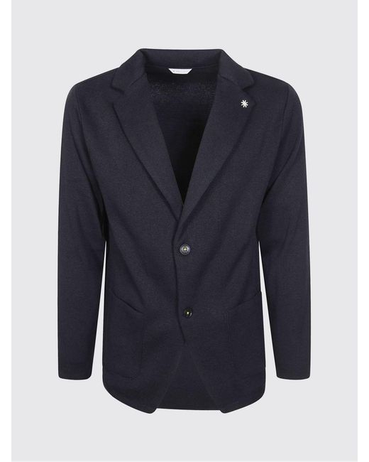 Manuel Ritz Blue Jersey Single Breasted Blazer for men