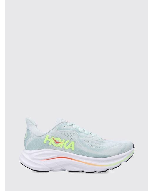 Hoka One One White Clifton 10 Mesh Sneakers