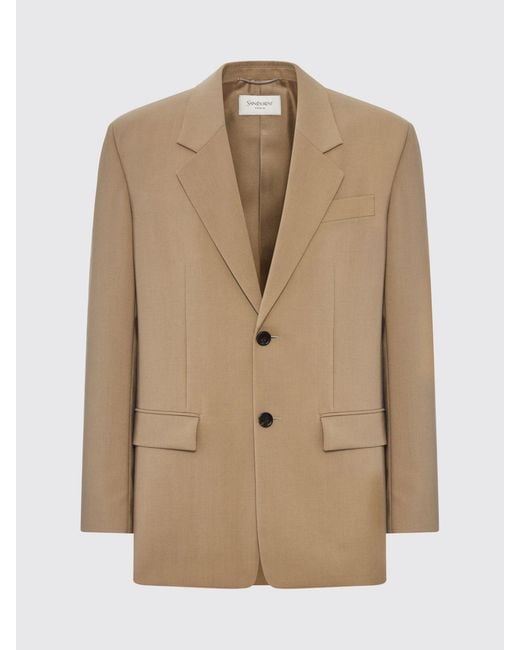Saint Laurent Natural Single-Breasted Wool Blazer for men