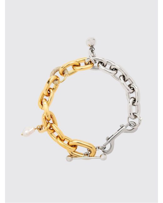 Rabanne Metallic Xl Link Bicolor Brass Necklace With Charms